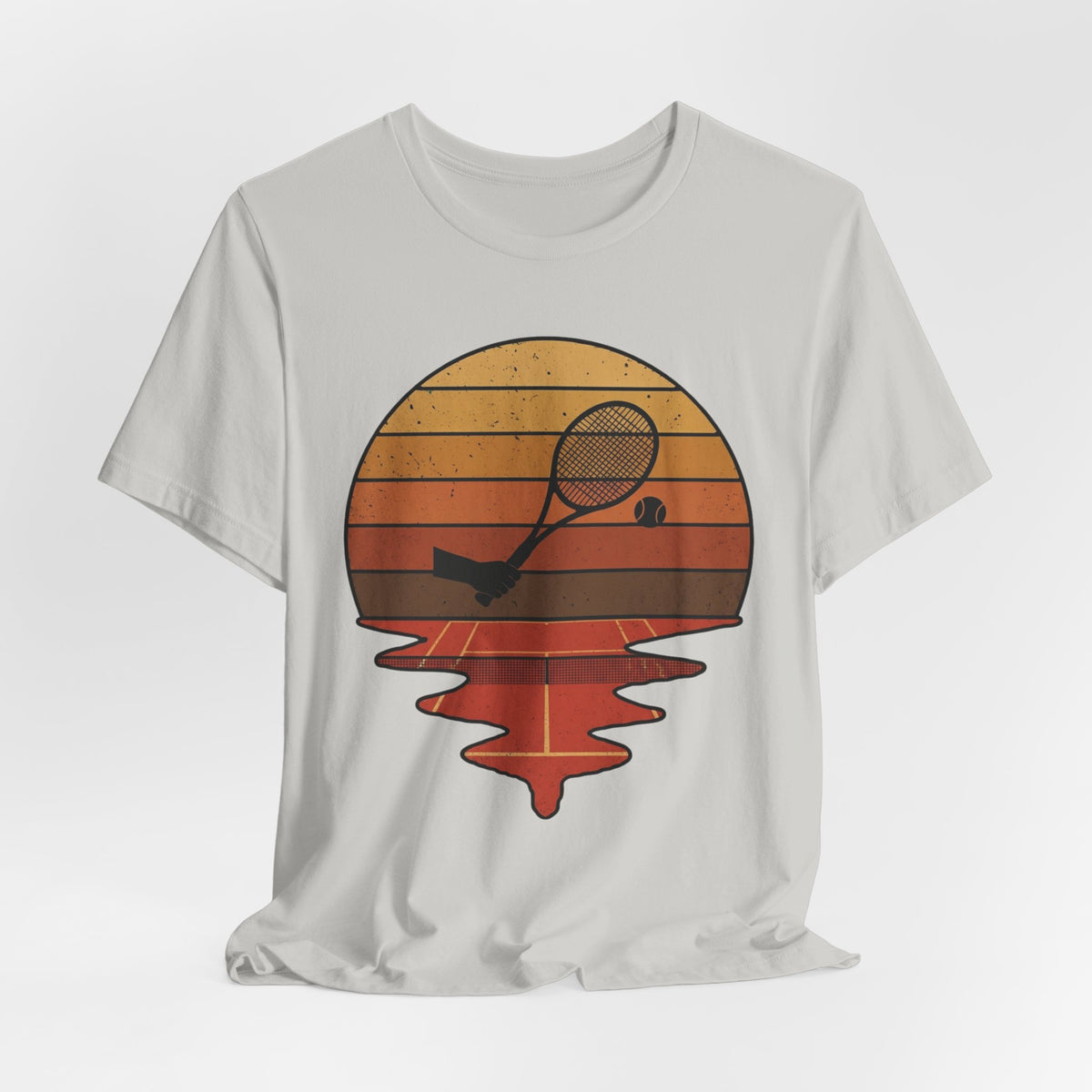 Retro Tennis Sunset Tee — Vintage Racket & Ball Graphic T‑Shirt