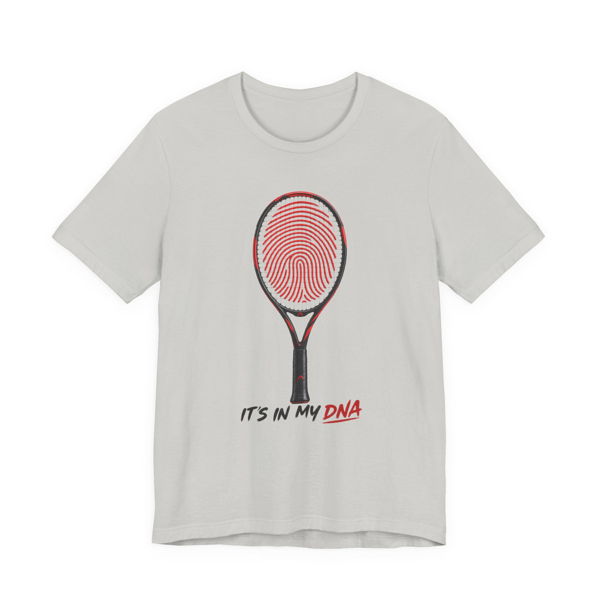 Tennis T‑Shirt — "It's In My DNA" Racket Fingerprint Tee