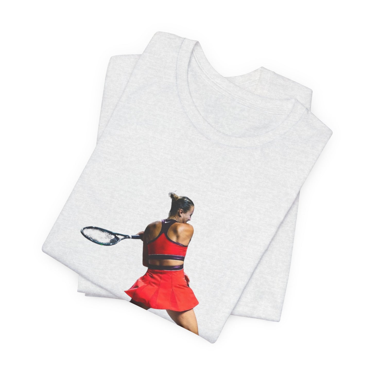 Tennis Player Sabalenka Graphic Tee — Women’s Red Dress Tennis Apparel