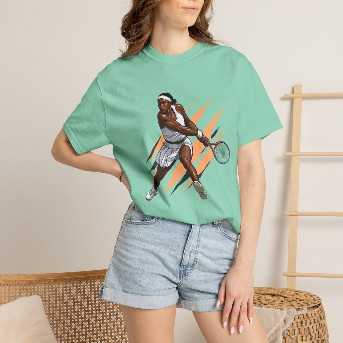 COCO GAUFF Tennis Player Graphic T-Shirt — Dynamic Women's Tennis Art Tee