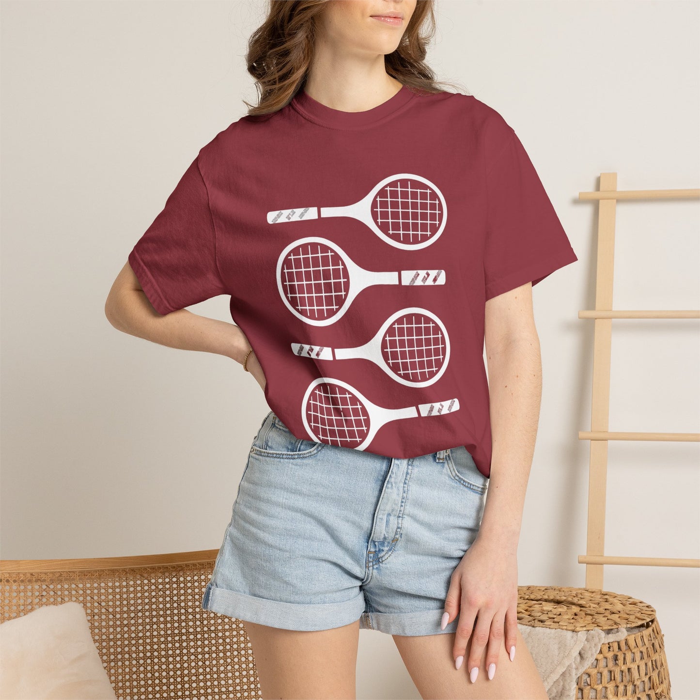 Tennis Rackets Graphic T-Shirt — Vintage-Inspired Garment-Dyed Tee